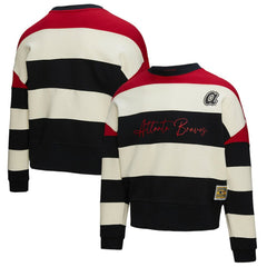 Atlanta Braves Mitchell & Ness Women's Cooperstown Collection Blocked Fleece Pullover Sweatshirt- Red/Black Sale