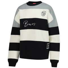 Milwaukee Brewers Mitchell & Ness Women's Cooperstown Collection Blocked Fleece Pullover Sweatshirt- Gray/Black Online