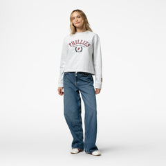 Philadelphia Phillies Mitchell & Ness Women's Cropped Toggle Pullover Sweatshirt for sale