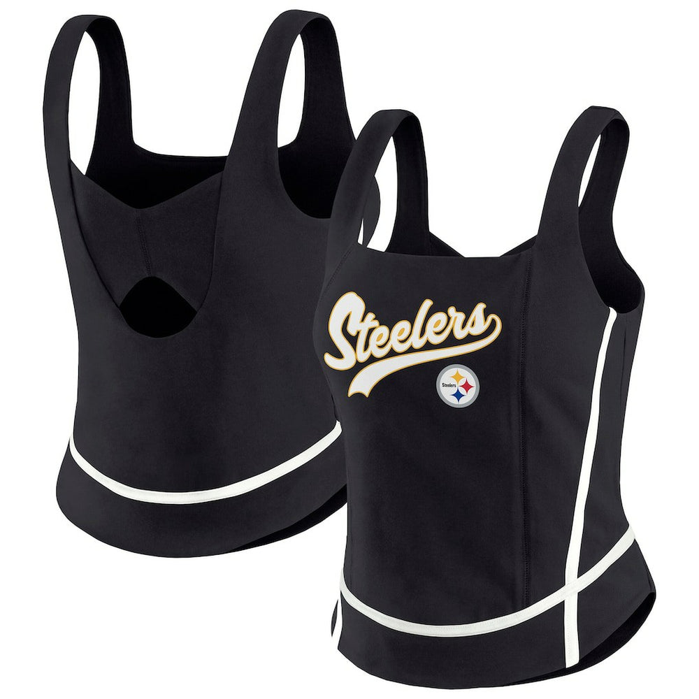 Pittsburgh Steelers WEAR by Erin Andrews Women's Square Neck Tank Top - Black - NFL