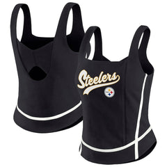 Pittsburgh Steelers WEAR by Erin Andrews Women's Square Neck Tank Top - Black - NFL