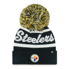 Pittsburgh Steelers '47 Women's Spirited Cuffed Knit Hat with Pom - Black - 47 brand