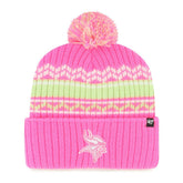 Minnesota Vikings '47 Girls Youth Polar Vortex Cuffed Knit Hat with Pom - Pink - 47 brand