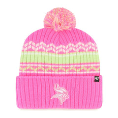 Minnesota Vikings '47 Girls Youth Polar Vortex Cuffed Knit Hat with Pom - Pink - 47 brand