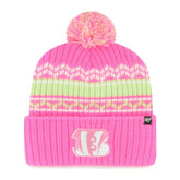 Cincinnati Bengals '47 Girls Youth Polar Vortex Cuffed Knit Hat with Pom - Pink - 47 brand