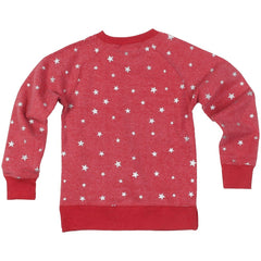 Kansas City Chiefs Wes & Willy Girls Youth Shimmer Star Reverse Fleece Pullover Sweatshirt - Red - NFL
