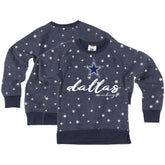 Dallas Cowboys Wes & Willy Girls Youth Shimmer Star Reverse Fleece Pullover Sweatshirt - Navy - NFL