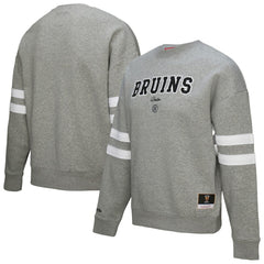 Boston Bruins Mitchell & Ness Women's Logo Lightweight Pullover Sweatshirt - Heather Gray | NHL Lifestyle