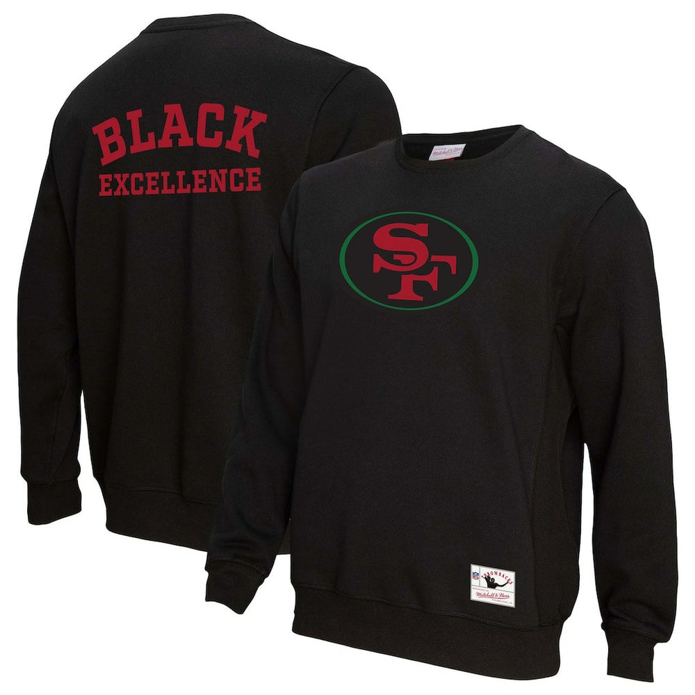San Francisco 49ers Unisex Black Excellence Collection Icon Pullover Sweatshirt - Black - Mitchell & Ness