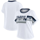 Dallas Cowboys WEAR by Erin Andrews Women's Cropped Center Stripe Dolman T-Shirt - White - NFL