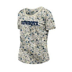 Dallas Cowboys New Era Women's Glam Game Floral Scoop Neck T-Shirt - Cream - NFL