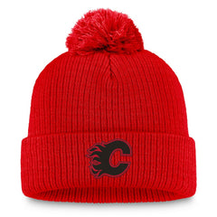 Calgary Flames Fanatics Women's Cuffed Knit Hat with Pom - Red | Fanatics Lifestyle