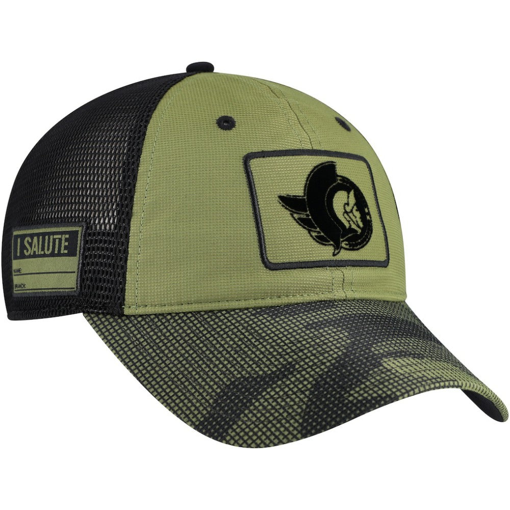 Ottawa Senators Fanatics Military Appreciation Trucker Adjustable Hat - Olive | Fanatics Lifestyle