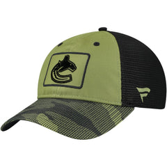 Vancouver Canucks Fanatics Military Appreciation Trucker Adjustable Hat - Olive | Fanatics Clearance