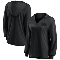 Kansas City Chiefs Women's Blackout Slub Hoodie V-Neck Long Sleeve T-Shirt - Fanatics