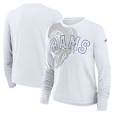 Los Angeles Rams Women's Layered Logo Cropped Long Sleeve Fashion T-Shirt - White - Nike
