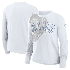 Los Angeles Rams Women's Layered Logo Cropped Long Sleeve Fashion T-Shirt - White - Nike