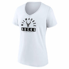 Fanatics Milwaukee Bucks Women's Bench Warmer V-Neck T-Shirt White