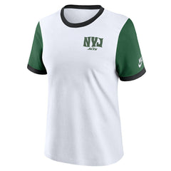 New York Jets Women's Rewind Ringer Tri-Blend T-Shirt - White - Nike