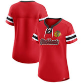 Chicago Blackhawks Fanatics Women's Iconic Athena Lace-Up T-Shirt - Red | Fanatics online