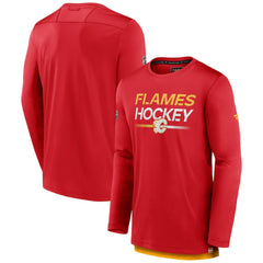 Calgary Flames Fanatics Authentic Pro Tech Long Sleeve T-Shirt - Red | Fanatics Lifestyle