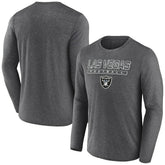 Las Vegas Raiders Fundamentals Long Sleeve T-Shirt - Heather Charcoal - Fanatics