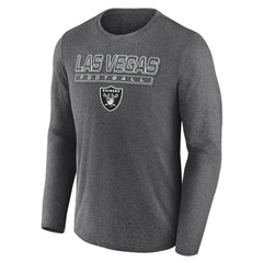 Las Vegas Raiders Fundamentals Long Sleeve T-Shirt - Heather Charcoal - Fanatics