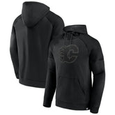 Calgary Flames Fanatics Black Ice Defender Raglan Pullover Hoodie | Fanatics discount