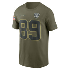 Brock Bowers Las Vegas Raiders 2025 Salute to Service Name & Number T-Shirt - Olive - Nike