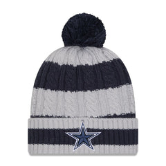 Dallas Cowboys New Era Women's Braided Cuffed Knit Hat with Pom - Navy - NFL