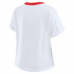 Kansas City Chiefs WEAR by Erin Andrews Women's Cropped Center Stripe Dolman T-Shirt - White - NFL