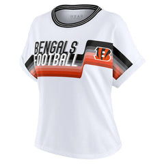 Cincinnati Bengals WEAR by Erin Andrews Women's Cropped Center Stripe Dolman T-Shirt - White - NFL