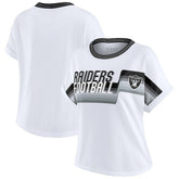 Las Vegas Raiders WEAR by Erin Andrews Women's Cropped Center Stripe Dolman T-Shirt - White - NFL