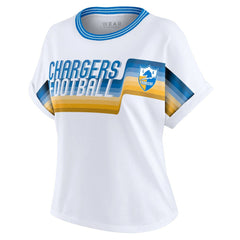 Los Angeles Chargers WEAR by Erin Andrews Women's Cropped Center Stripe Dolman T-Shirt - White - NFL