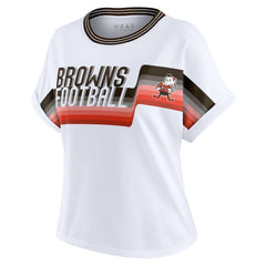 Cleveland Browns WEAR by Erin Andrews Women's Cropped Center Stripe Dolman T-Shirt - White - NFL