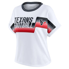 Houston Texans WEAR by Erin Andrews Women's Cropped Center Stripe Dolman T-Shirt - White - NFL