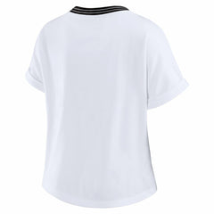 Jacksonville Jaguars WEAR by Erin Andrews Women's Cropped Center Stripe Dolman T-Shirt - White - NFL