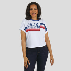 Buffalo Bills WEAR by Erin Andrews Women's Cropped Center Stripe Dolman T-Shirt - White - NFL