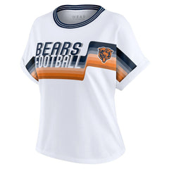 Chicago Bears WEAR by Erin Andrews Women's Cropped Center Stripe Dolman T-Shirt - White - NFL