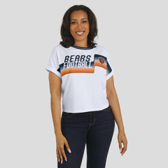 Chicago Bears WEAR by Erin Andrews Women's Cropped Center Stripe Dolman T-Shirt - White - NFL