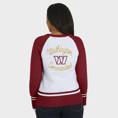 Washington Commanders WEAR by Erin Andrews Women's Colorblock Raglan Sweater - White/Burgundy - NFL