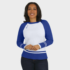 Los Angeles Rams WEAR by Erin Andrews Women's Colorblock Raglan Sweater - White/Royal - NFL