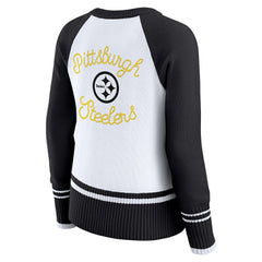 Pittsburgh Steelers WEAR by Erin Andrews Women's Colorblock Raglan Sweater - White/Black - NFL