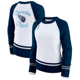 Tennessee Titans WEAR by Erin Andrews Women's Colorblock Raglan Sweater - White/Navy - NFL