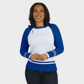 Buffalo Bills WEAR by Erin Andrews Women's Colorblock Raglan Sweater - White/Royal - NFL