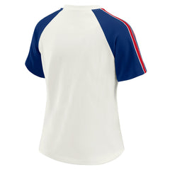New York Giants WEAR by Erin Andrews Women's Sleeve Stripe Distressed Raglan T-Shirt - White - NFL