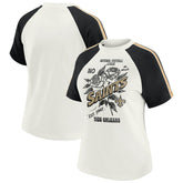 New Orleans Saints WEAR by Erin Andrews Women's Sleeve Stripe Distressed Raglan T-Shirt - White - NFL