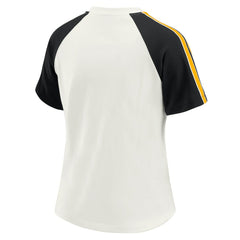 Pittsburgh Steelers WEAR by Erin Andrews Women's Sleeve Stripe Distressed Raglan T-Shirt - White - NFL
