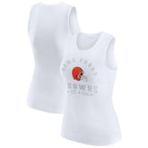 Cleveland Browns WEAR by Erin Andrews Women's Ribbed Graphic Tank Top - White - NFL