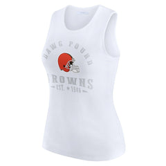 Cleveland Browns WEAR by Erin Andrews Women's Ribbed Graphic Tank Top - White - NFL